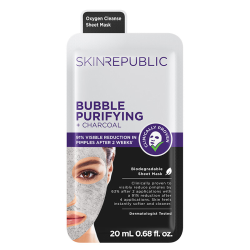 Skin Republic Bubble Purifying + Charcoal Face Mask Sheet 20 ml - Skin Republic
