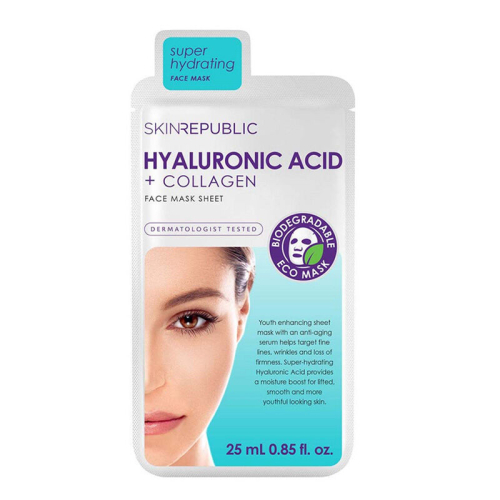 Skin Republic Hyaluronic Acid + Collagen Face Mask Sheet 25 ml - Skin Republic