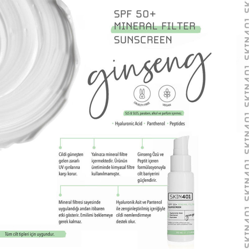 Skin401 Spf 50 Mineral Filtre Güneş Kremi 50 ml - 3