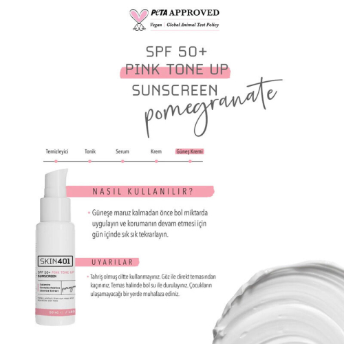 Skin401 Spf 50 Pink Tone Up Pembe Ton Eşitleyici Güneş Kremi 50 ml - 3