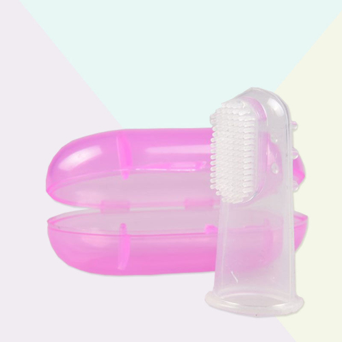 Smiley Baby Silikon Parmak Fırça - Pembe - 2