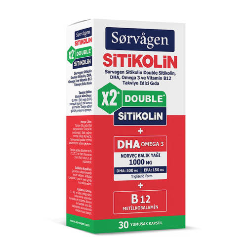 Sorvagen Smart Double Sitikolin DHA Omega 3 ve B12 30 Kapsül - 1
