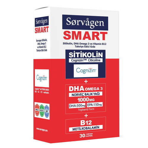 Sorvagen Smart Sitikolin DHA Omega 3 ve B12 30 Kapsül - Sorvagen