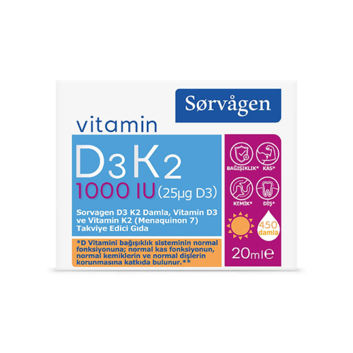 Sorvagen Vitamin D3K2 Takviye Edici Gıda 20 ml - Sorvagen