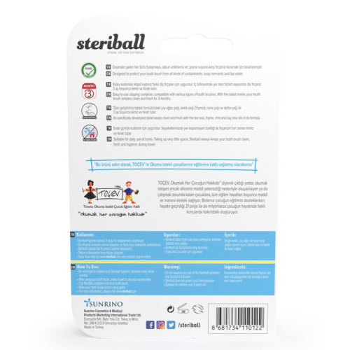 Steriball Hijyenik Diş Fırçası Koruma Kabı - Zebra - 2