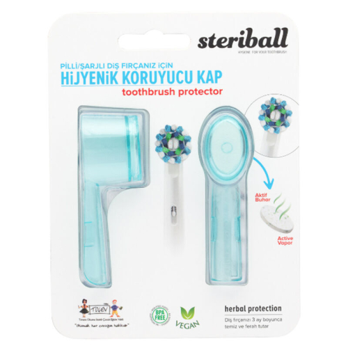 Steriball Pilli veya Şarjlı Diş Fırçaları İçin Hijyenik Diş Fırçası Kabı - Açık Mavi - Steriball