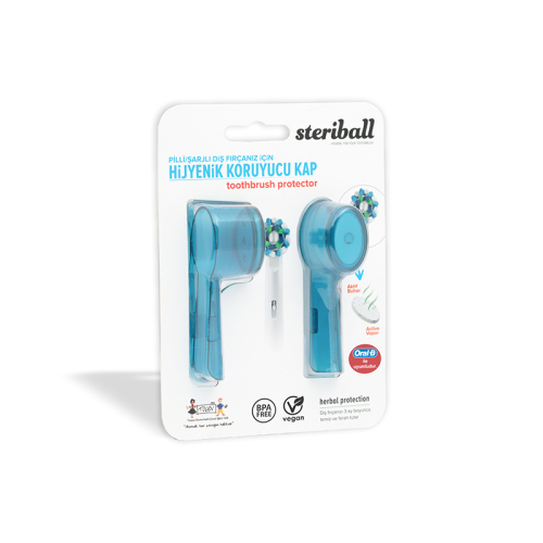 Steriball Pilli veya Şarjlı Diş Fırçaları İçin Hijyenik Diş Fırçası Kabı - Mavi - 2