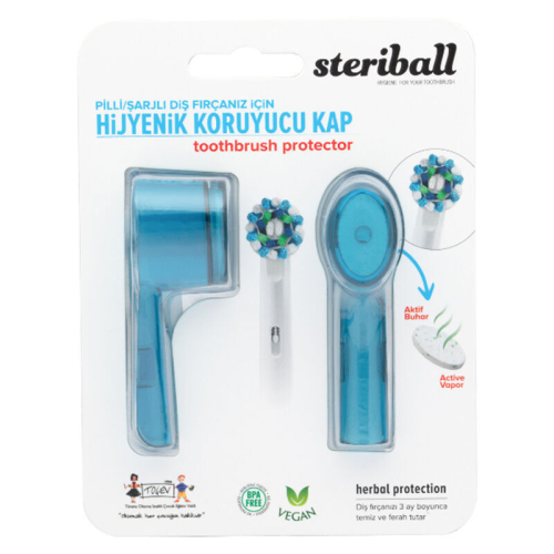 Steriball Pilli veya Şarjlı Diş Fırçaları İçin Hijyenik Diş Fırçası Kabı - Mavi - Steriball