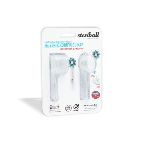 Steriball Pilli veya Şarjlı Diş Fırçaları İçin Hijyenik Diş Fırçası Kabı - Şeffaf - Steriball