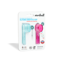 Steriball Pilli veya Şarjlı Diş Fırçaları İçin Hijyenik Diş Fırçası Kabı - Şeffaf ve Pembe - 1