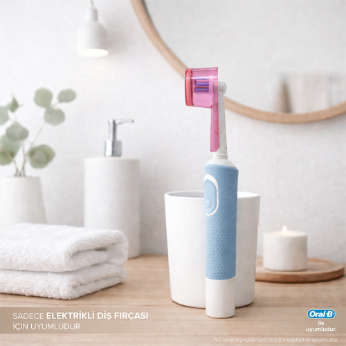 Steriball Pilli veya Şarjlı Diş Fırçaları İçin Hijyenik Diş Fırçası Kabı - Şeffaf ve Pembe - 3