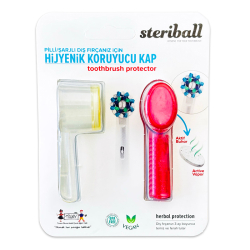 Steriball Pilli veya Şarjlı Diş Fırçaları İçin Hijyenik Diş Fırçası Kabı - Şeffaf ve Pembe - 5