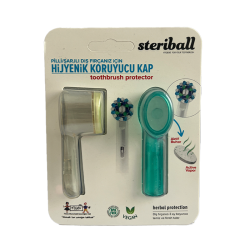 Steriball Pilli veya Şarjlı Diş Fırçaları İçin Hijyenik Diş Fırçası Kabı - Siyah ve Açık Mavi - Steriball