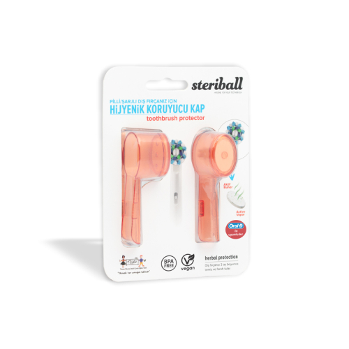 Steriball Pilli veya Şarjlı Diş Fırçaları İçin Hijyenik Diş Fırçası Kabı - Turuncu - Steriball