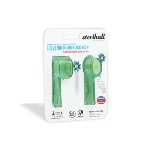 Steriball Pilli veya Şarjlı Diş Fırçaları İçin Hijyenik Diş Fırçası Kabı - Yeşil - Steriball