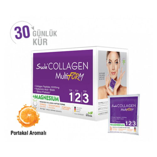 Suda Collagen Multiform+ Magnesium 30 x 15 gr - Portakal Aromalı - Suda Collagen