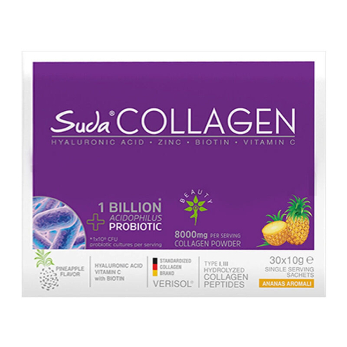 Suda Collagen Takviye Edici Gıda Ananas Aromalı 30 x 10 gr - Toz Saşe - 1