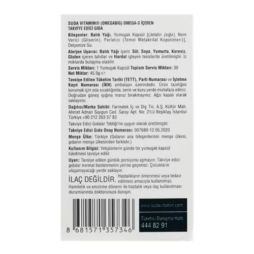 Suda Vitamin OmegaBig 30 Yumuşak Kapsül - 3