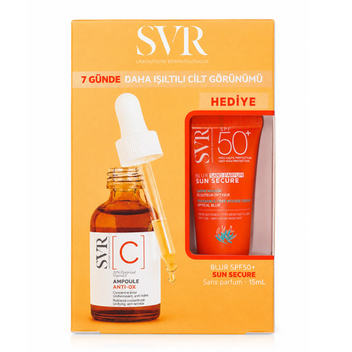 SVR Ampoule Antio-Ox Vitamin C Konsantre Serum 30 ml + SVR Sun Secure Blur SPF50+ 15 ml HEDİYE - SVR