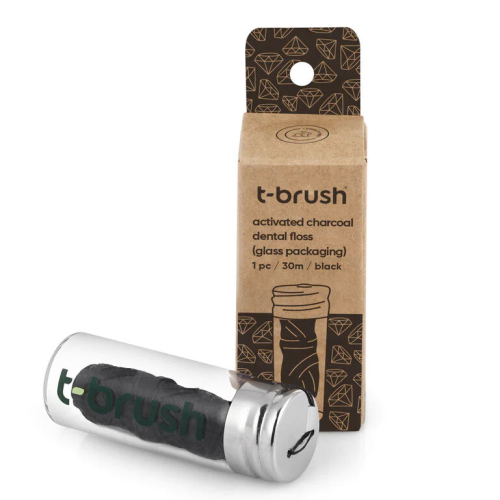 T-Brush Activated Charcoal Cam Şişe Diş İpi - T-Brush