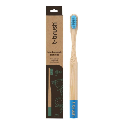 T-Brush Bambu Çocuk Diş Yumuşak Fırçası Mavi - T-Brush
