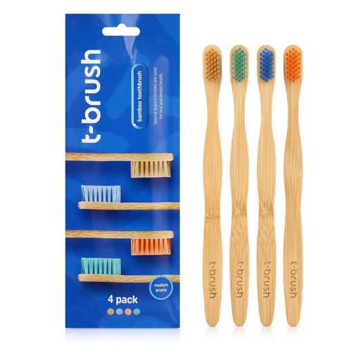 T Brush Bambu Diş Fırçası Orta Sert 4 Adet - 1