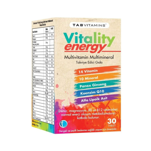 Tab Vitamins Vitality Energy Multivitamin 30 Tablet - TAB İlaç Sanayi A.Ş