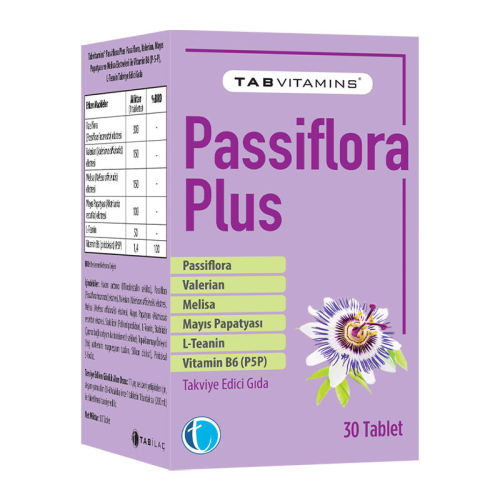 Tabvitamins Passiflora PlusTakviye Edici Gıda 30 Tablet - TAB İlaç Sanayi A.Ş