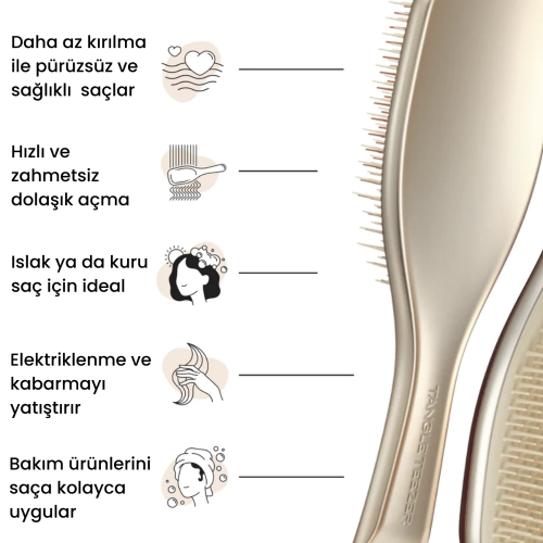 Tangle Teezer Ultimate Detangler Chrome Champagne Gold Islak ve Kuru Düz ve Kıvırcık Saçlar için Saç Fırçası-Tarak - 4