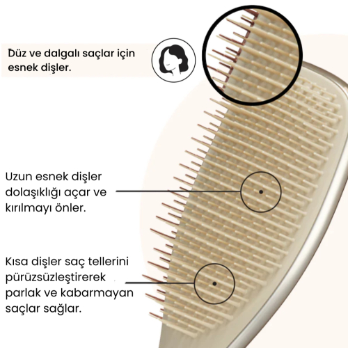 Tangle Teezer Ultimate Detangler Chrome Champagne Gold Islak ve Kuru Düz ve Kıvırcık Saçlar için Saç Fırçası-Tarak - 5