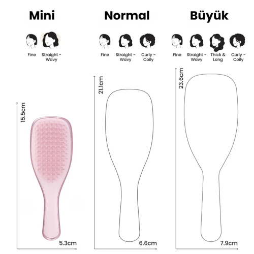 Tangle Teezer Mini Ultimate Detangler Satin Pink Chrome Saç Fırçası-Tarak Mini Boy - 5