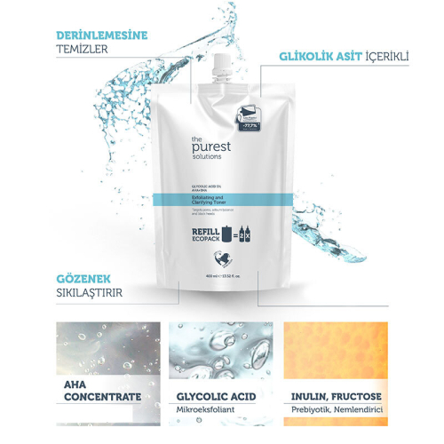 The Purest Solutions Exfoliating + Clarifying Toner 400 ml - Refill - 4