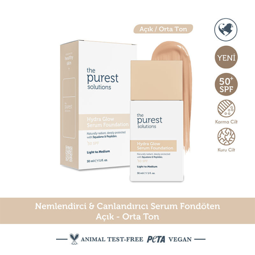 The Purest Solutions Hydra Glow Nemlendirici Serum Fondöten SPF50+ 30 ml - Açık-Orta Ton - 3