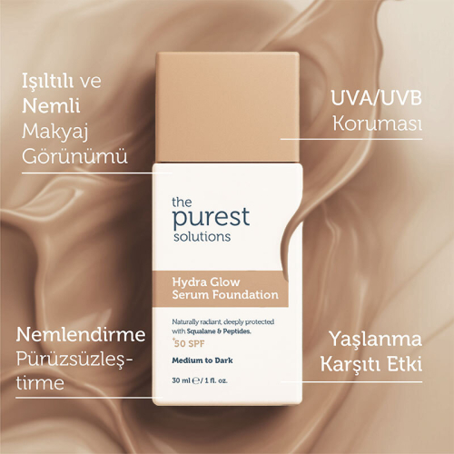 The Purest Solutions Hydra Glow Nemlendirici Serum Fondöten SPF50+ 30 ml - Orta-Koyu Ton - 7