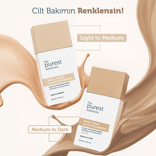 The Purest Solutions Matte Touch Sebum Dengeleyici ve Matlaştırıcı Serum Fondöten SPF50+ 30 ml - Açık-Orta Ton - 8