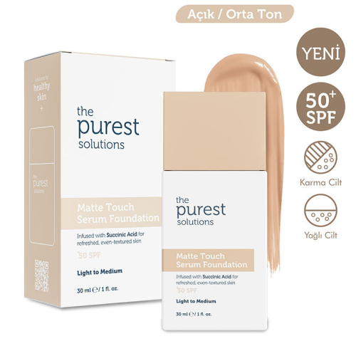 The Purest Solutions Matte Touch Sebum Dengeleyici ve Matlaştırıcı Serum Fondöten SPF50+ 30 ml - Açık-Orta Ton - 2