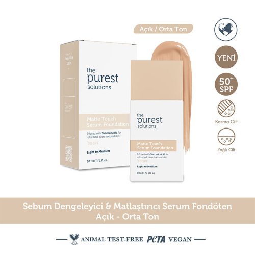 The Purest Solutions Matte Touch Sebum Dengeleyici ve Matlaştırıcı Serum Fondöten SPF50+ 30 ml - Açık-Orta Ton - 3