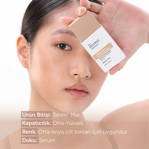 The Purest Solutions Matte Touch Sebum Dengeleyici ve Matlaştırıcı Serum Fondöten SPF50+ 30 ml - Orta-Koyu Ton - 4