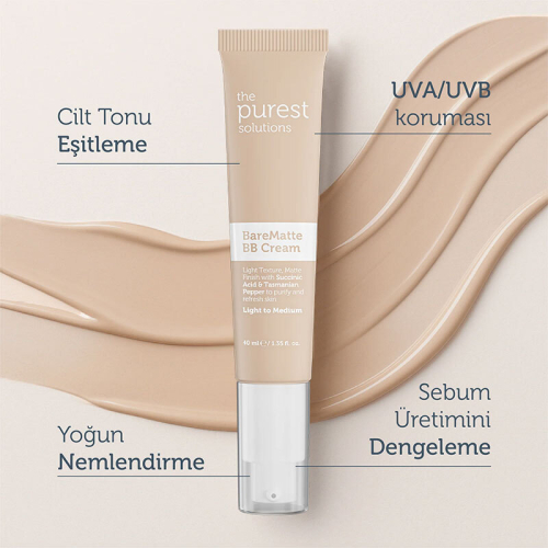 The Purest Solutions Yağlı ve Karma Ciltler İçin Matlaştırıcı BB Krem SPF 50+ 40 ml – Açık-Orta Ton - 6