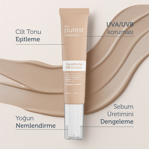 The Purest Solutions Yağlı ve Karma Ciltler İçin Matlaştırıcı BB Krem SPF 50+ 40 ml – Orta-Koyu Ton - 6