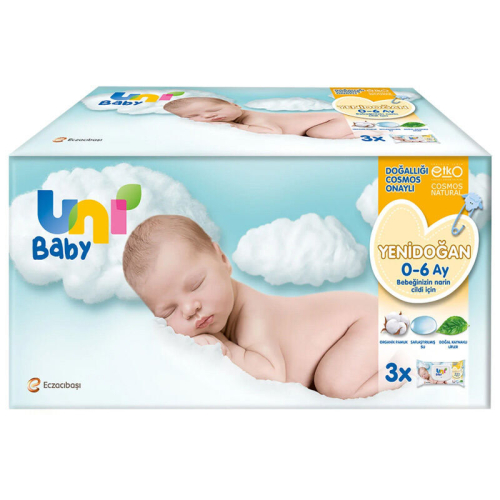 Uni Baby Yenidoğan Islak Mendili 3x40 Adet - 1