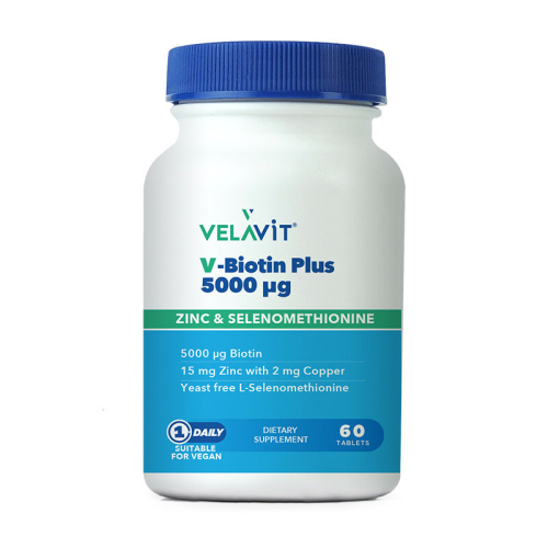 Velavit V-Biotin Plus 5000mcg Takviye Edici Gıda 60 Tablet - 1