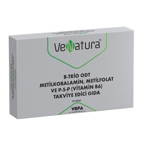 VeNatura B-Trio ODT Metilkobalamin, Metilfolat ve P-5-P Takviye Edici Gıda 30 Tablet - VeNatura