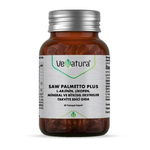 Venatura Saw Palmetto Plus L-Arjinin Likopen Mineral ve Bitki Ekstreleri Takviye Edici Gıda 60 Kapsül - VeNatura