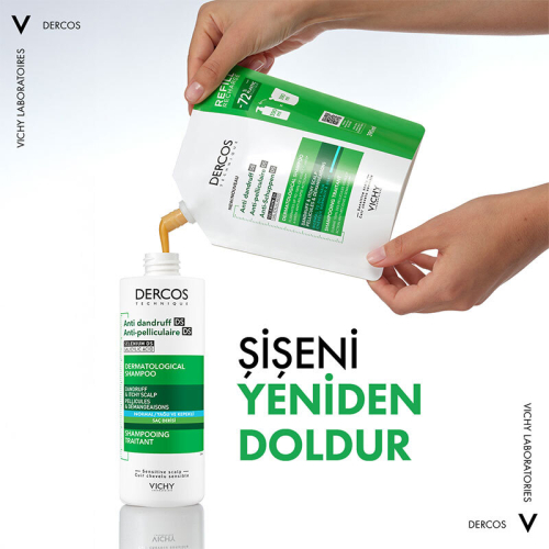 Vichy Dercos Anti Dandruff Kepek Karşıtı Şampuan 390 ml - Normal ve Yağlı Saçlar - Refill - 4