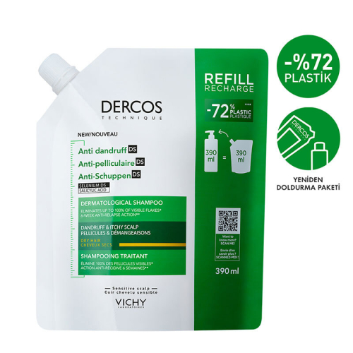 Vichy Dercos Anti Dandruff Kepek Karşıtı Şampuan 390ml - Kuru Saçlar - Refill - 2