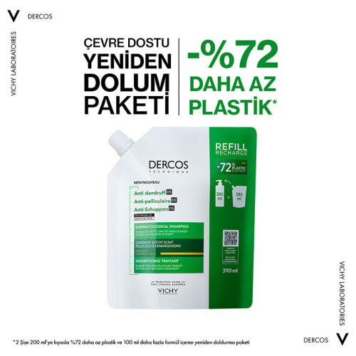 Vichy Dercos Anti Dandruff Kepek Karşıtı Şampuan 390ml - Kuru Saçlar - Refill - 3