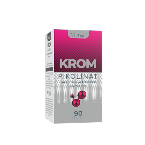 VitAgil Krom Pikolinat İçeren Takviye Edici Gıda 90 Bitkisel Kapsül - Allergo İlaç