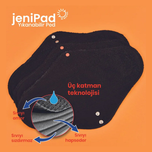 W-Beside JeniPad Kadın Pedi Normal Ultra Emici 3 Adet - Siyah - 2