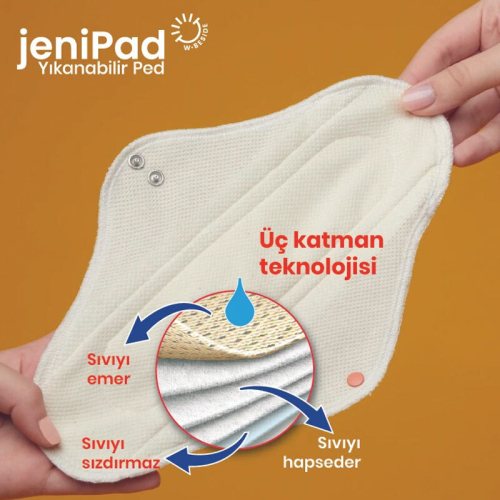 W Beside Jenipad Yıkanabilir Kadın Pedi Pamuklu Sızdırmaz Normal Ultra Emici Beyaz 3 Adet - 3
